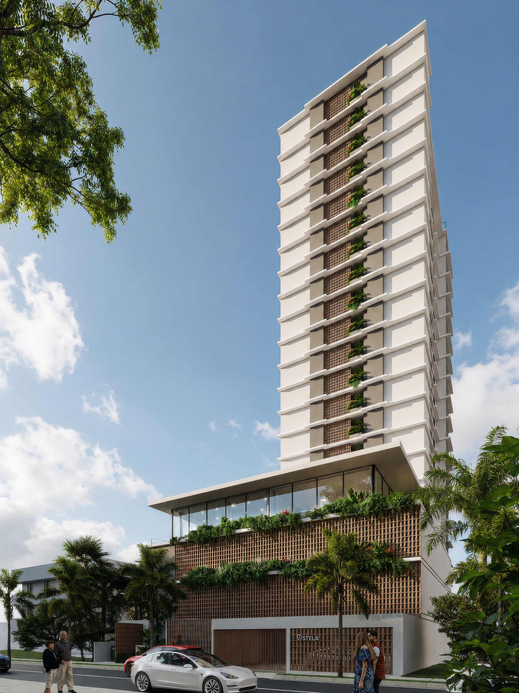 Perspectiva exterior de la torre ESTELA en San Francisco, Ciudad de Panamá